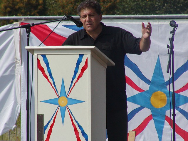 Sabri Atman, Seyfo lecture and rally in Enschede, the Netherlands, 2004.